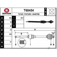 Приводной вал EAI 454ST8 6 FOT259 Ford Focus 2 Хэтчбек 2.5 RS 500 350 л.с. 2010 – 2011 T68454