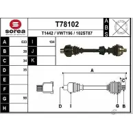 Приводной вал EAI Ford Galaxy 1 (VX, VY, WGR) Минивэн 2.8 i V6 4x4 174 л.с. 1996 – 2000 T1442 102ST8 7 T78102