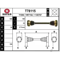 Приводной вал EAI T78115 Volkswagen Transporter (T3) 3 Фургон 1.9 Syncro 78 л.с. 1984 – 1992 115ST 87 T1096