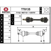 Приводной вал EAI 13 5ST87 T78135 2806785 MET121