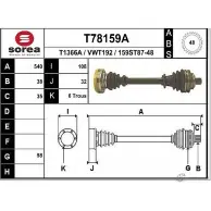 Приводной вал EAI T78159A T1366A 159ST87-4 8 Volkswagen Transporter (T4) 4 Фургон 1.9 D 60 л.с. 1990 – 1995