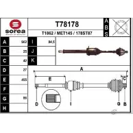 Приводной вал EAI MET145 T78178 2806839 178ST 87