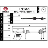 Приводной вал EAI Volvo V70 1 (875, 876) Универсал 2.0 Turbo 211 л.с. 1995 – 2000 196S T87-48 T78196A T676A