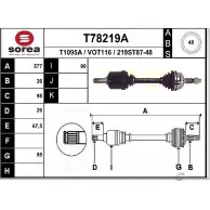 Приводной вал EAI T1095A T78219A Volvo V70 1 (875, 876) Универсал 2.4 Turbo AWD 193 л.с. 1996 – 2000 219ST87 -48