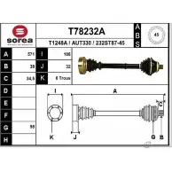 Приводной вал EAI Audi 80 (B4, 8C2) 4 Седан 2.2 S2 Quattro 230 л.с. 1993 – 1994 T78232A AUT330 232S T87-45