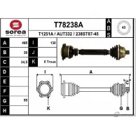 Приводной вал EAI T78238A AUT332 Audi A4 (B5) 1 Универсал 2.5 Tdi 150 л.с. 1997 – 2001 238ST87- 45