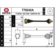 Приводной вал EAI T78242A AUT326 Audi A4 (B5) 1 Универсал 2.8 Quattro 174 л.с. 1996 – 1996 242ST87- 45