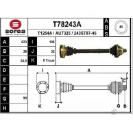 Приводной вал EAI AUT325 Audi A6 (C4) 1 Седан 4.2 S6 Plus Quattro 326 л.с. 1996 – 1997 T78243A 243ST87- 45