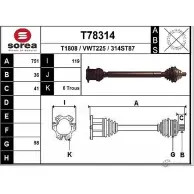 Приводной вал EAI Volkswagen Passat CC (358) 2 2011 – 2016 T78314 T1808 314ST 87