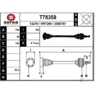 Приводной вал EAI 358S T87 Volkswagen Transporter T78358 T2210