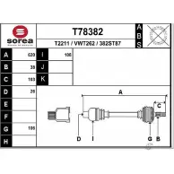 Приводной вал EAI T2211 Volkswagen Transporter (T5) 5 Фургон 2.5 TDI 4motion 130 л.с. 2004 – 2009 T78382 3 82ST87