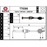 Приводной вал EAI T2212 386S T87 T78386 Volkswagen Transporter