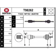 Приводной вал EAI NIT192 T98262 262S T89 Nissan Micra (K11) 2 Хэтчбек 1.5 D 57 л.с. 1998 – 2003