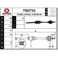 Приводной вал EAI NIT202 272ST 89-44 T98272A Nissan Primera (P11) 2 Хэтчбек 2.0 16V 115 л.с. 1996 – 2002