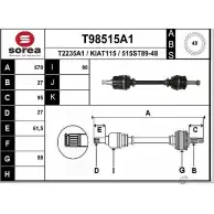 Приводной вал EAI KIAT115 T98515A1 515ST89 -48 Hyundai Tucson (JM) 1 Кроссовер 2.0 CRDi 113 л.с. 2004 – 2010