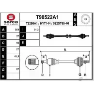 Приводной вал EAI Hyundai i30 (FD) 1 Универсал 1.6 CRDi 90 л.с. 2008 – 2012 HYT144 T98522A1 5 22ST89-46