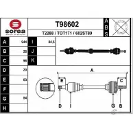 Приводной вал EAI 602 ST89 T98602 Toyota Corolla (E150) 10 Седан 1.6 VVTi (ZRE141. ZRE151) 122 л.с. 2010 – 2014 T2288