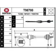 Приводной вал EAI Nissan X-Trail (T31) 2 Кроссовер 2.5 4x4 169 л.с. 2007 – 2013 T98700 700ST8 9 NIT251