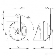 Пневматический, электрический звуковой сигнал BOSCH BH-RS-N 9320335007 365121 EC9 GALVAN. 12V SET; BLACK - Изображение 8