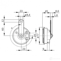 Пневматический звуковой сигнал BOSCH UNVLK 365109 9320332804 FC9 12V HIGH; STEEL - Изображение 2