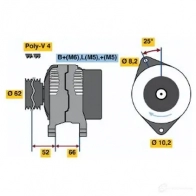 Генератор BOSCH 0986040061 40 06 UM2MQP Renault Laguna (B56) 1 Хэтчбек 3.0 (B56E/R. B565) 167 л.с. 1993 – 2001