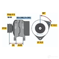 Генератор BOSCH ES8E8P KCB2 (>) 14V 55/100A Opel Corsa (C) 3 Хэтчбек 1.2 (F08. F68) 75 л.с. 2000 – 2009 0124415001