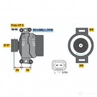 Генератор BOSCH 0124425033 FTFTGKK Saab 9-3 (YS3F) 2 Кабриолет 2.0 t 175 л.с. 2003 – 2015 E6 (>) 14V 50/120A