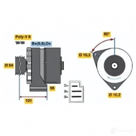 Генератор BOSCH 304907 K1 (R) 14V 23/55A T9CU0 0120489333