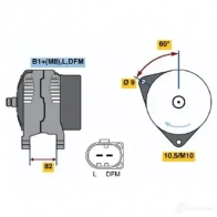 Генератор BOSCH NCB1 (>) 14V 70/120A 0124515058 Audi A4 (B5) 1 Универсал 1.8 Quattro 115 л.с. 1995 – 2001 IO66KB