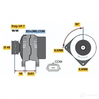 Генератор BOSCH Renault Megane (BM, CM) 2 Хэтчбек 2.0 dCi (BM1K. CM1K) 150 л.с. 2005 – 2008 UW3YWBK 0124425018 M6E (>) 14V 70/125A