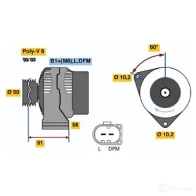 Генератор BOSCH NCB1 (>) 14V 70/120A Mercedes C-Class (W203) 2 Седан 3.2 C 32 AMG Kompressor (2065) 354 л.с. 2001 – 2007 0124515056 FD2W7