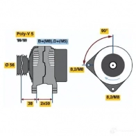 Генератор BOSCH 224DHW Audi A4 (B5) 1 Универсал 1.9 Tdi 90 л.с. 1996 – 2001 KC (R) 14V 50/90A 0123320025