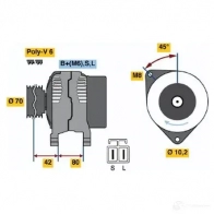 Генератор BOSCH KPUTB0G 3 707 0986037071 332316