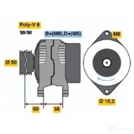 Генератор BOSCH GC (R) 14V 37/55A 0123100001 Opel Corsa (B) 2 Хэтчбек 1.4 i 16V (F08) 86 л.с. 1997 – 2000 332G9JK
