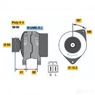 Генератор BOSCH Mitsubishi Carisma 1 (DA) 1995 – 2004 DYQFGE KC (R) 14V 40-75A 0123315017