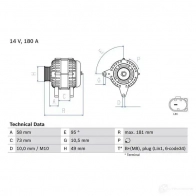 Генератор BOSCH 1437240484 0986084630 HL11 ZB - Изображение 2