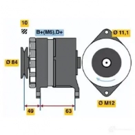Генератор BOSCH 304909 0120489337 92AHAU K1 (R) 14V 23/55A