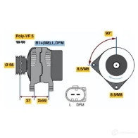 Генератор BOSCH Volkswagen Passat (B5) 3 Универсал 1.9 TDI 115 л.с. 1998 – 2000 0124515026 NCB1 (>) 14V 70/120A PXCZ7UL