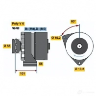 Генератор BOSCH 58AUHVK 34 03 Mercedes E-Class (S124) 1 Универсал 3.0 E 300 T Turbo D (1293) 147 л.с. 1993 – 1996 0986034030