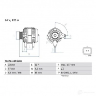 Генератор BOSCH 802 7 07793R 0986080270 Renault Megane (EM) 2 Кабриолет 2.0 16V Turbo 163 л.с. 2004 – 2009