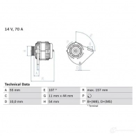 Генератор BOSCH 333284 I48ULW 804 9 0986080490