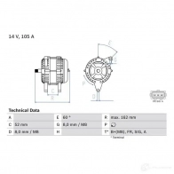 Генератор BOSCH 0986081090 333342 8 109 DTUUJPI - Изображение 2