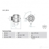 Генератор BOSCH WFQMGYB 0986038370 38 37 332394 - Изображение 3