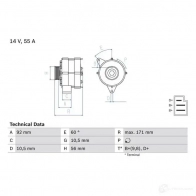 Генератор BOSCH XF7494U 337 4 332099 0986033740 - Изображение 3
