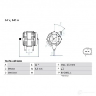 Генератор BOSCH 333232 V41R4W5 499 5 0986049950