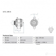 Генератор BOSCH 332757 427 9 0986042790 6Y9RJ - Изображение 2