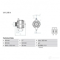 Генератор BOSCH XEUJZ 42 91 332769 0986042911 - Изображение 2
