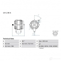 Генератор BOSCH 0986044651 44 65 58683VV 332852 - Изображение 3