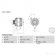 Генератор BOSCH 0986083890 8 389 Z0I5G Mitsubishi Outlander 2 (CW) Кроссовер 2.2 DI D 4WD 156 л.с. 2007 – 2012