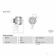 Генератор BOSCH 0986040461 40 46 E5D0I39 332560 - Изображение 2